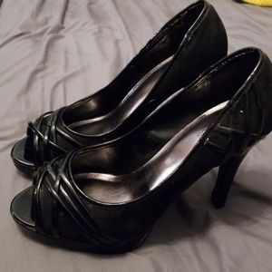 Black peep toe heels